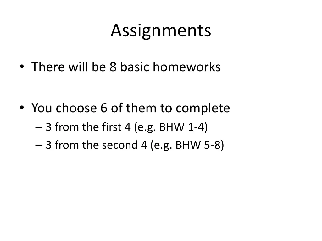 assignments