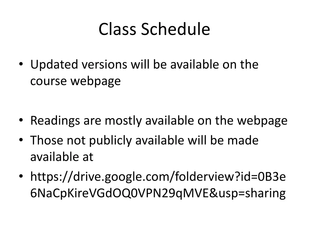 class schedule 1