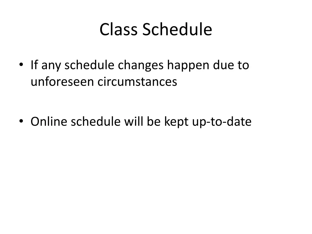class schedule 2