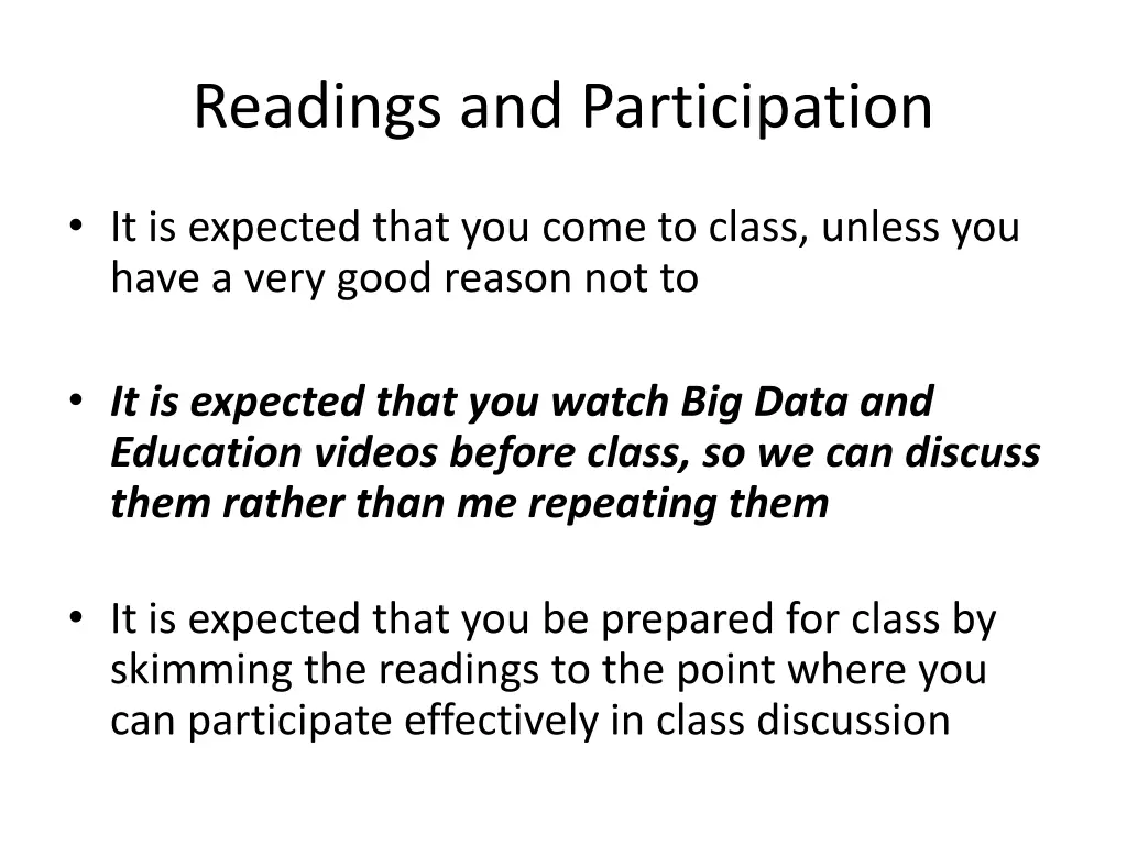 readings and participation