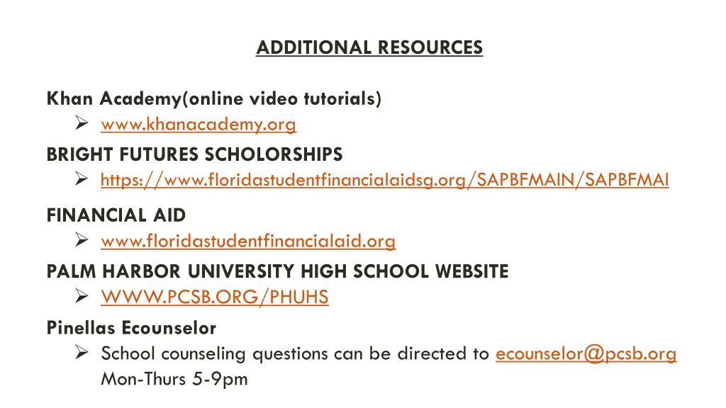 additional resources