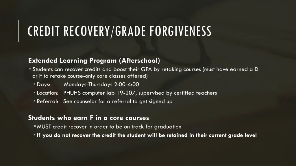credit recovery grade forgiveness
