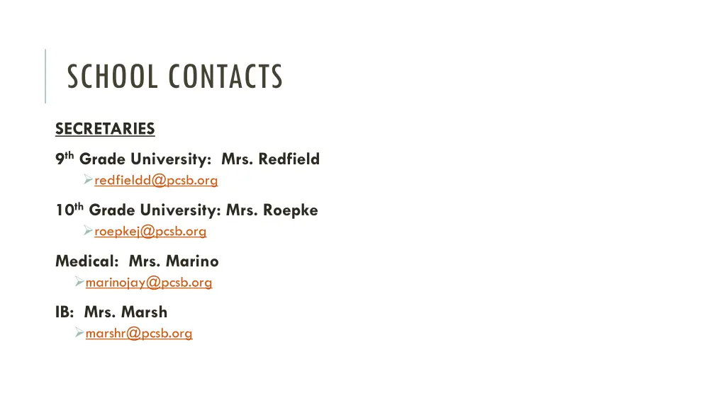 school contacts