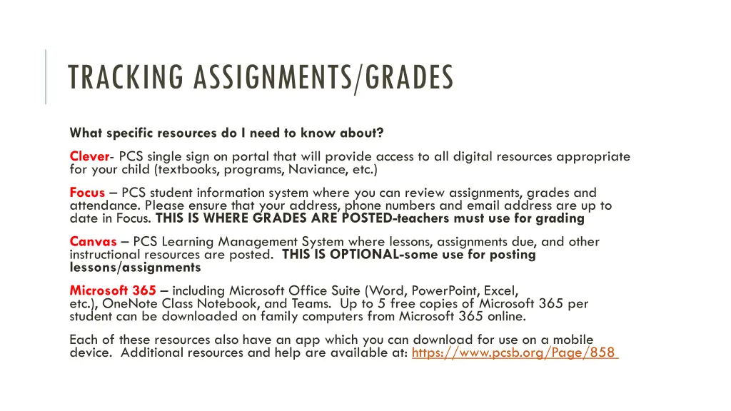 tracking assignments grades