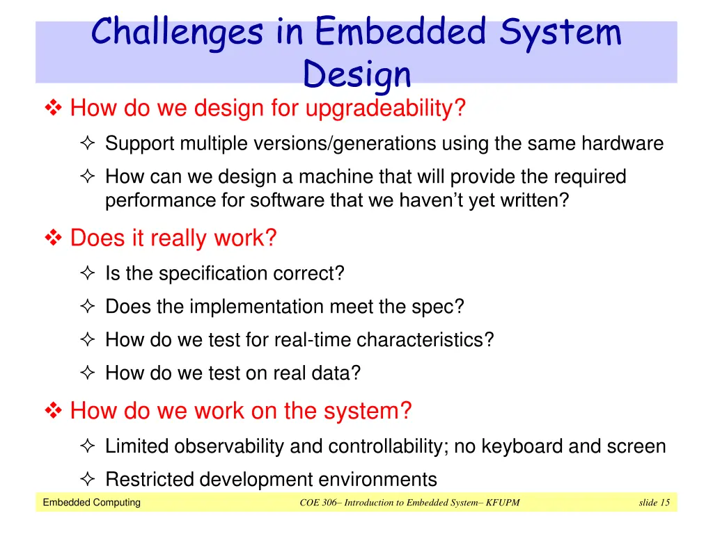 challenges in embedded system design