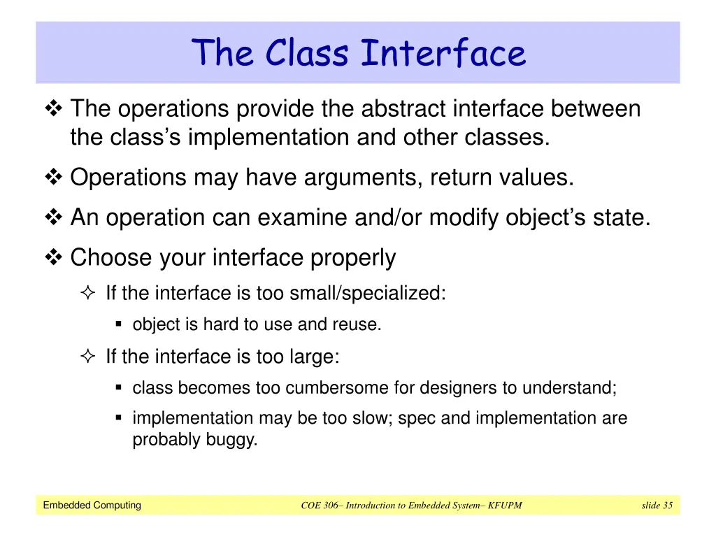 the class interface