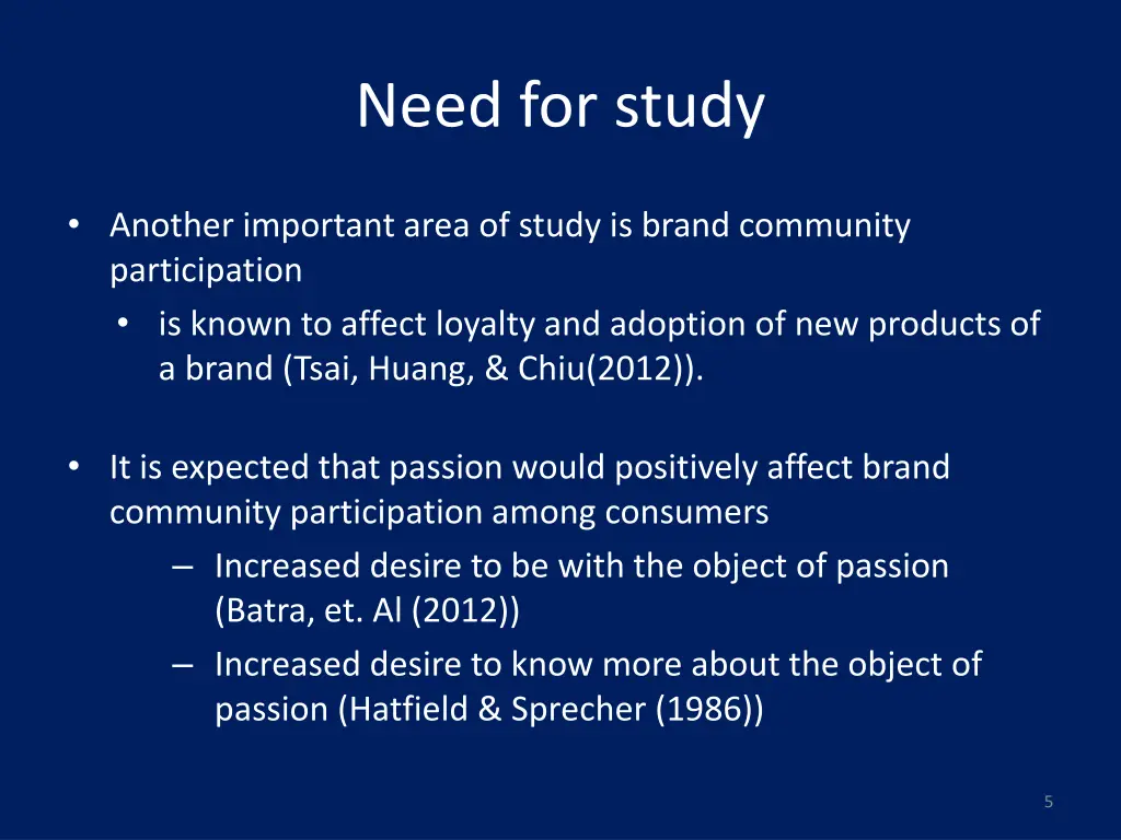 need for study 1
