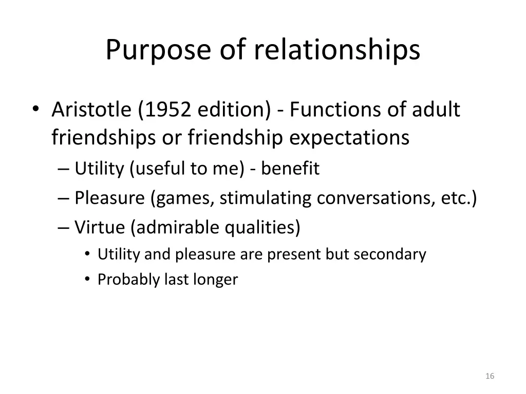 purpose of relationships