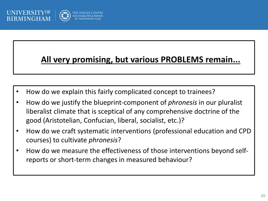 all very promising but various problems remain