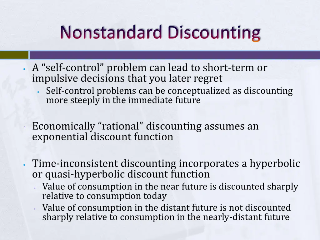 nonstandard discounting