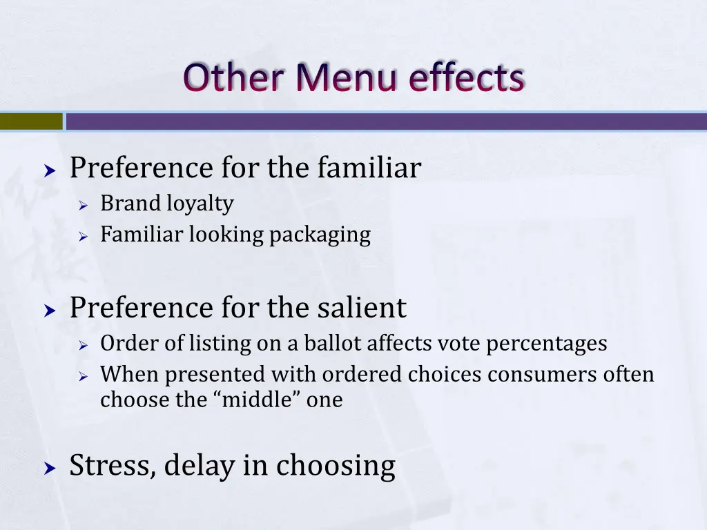 other menu effects