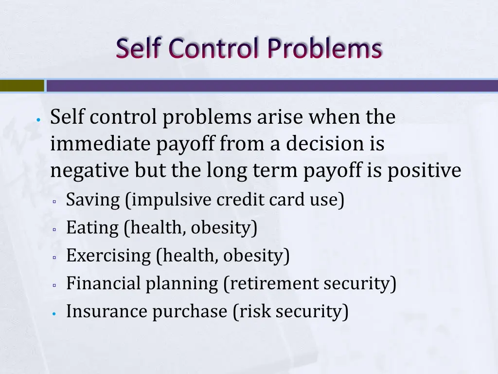 self control problems