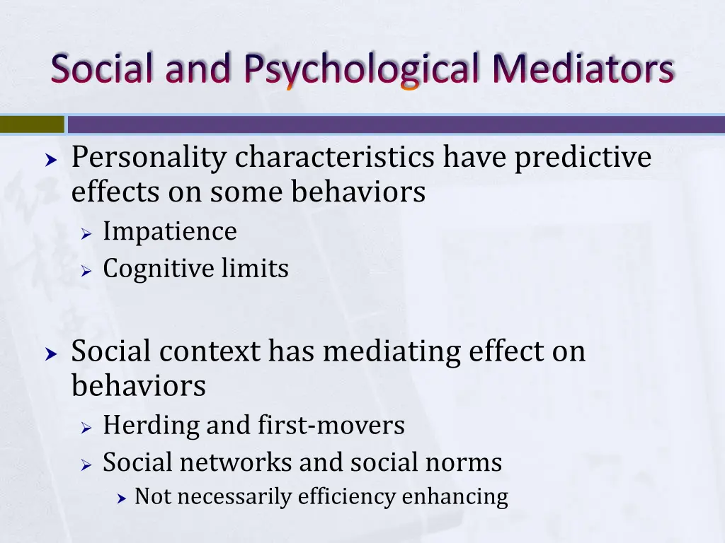 social and psychological mediators