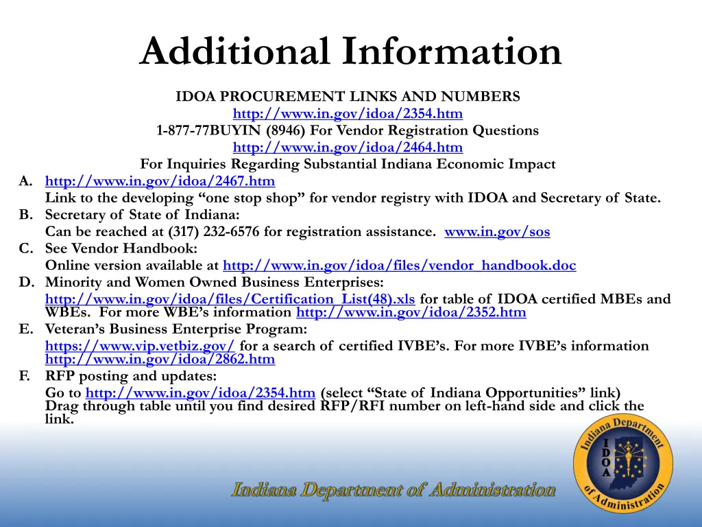 additional information