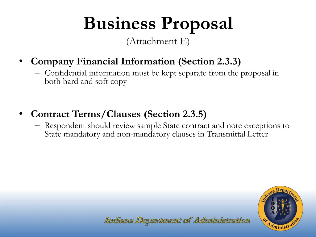 business proposal attachment e
