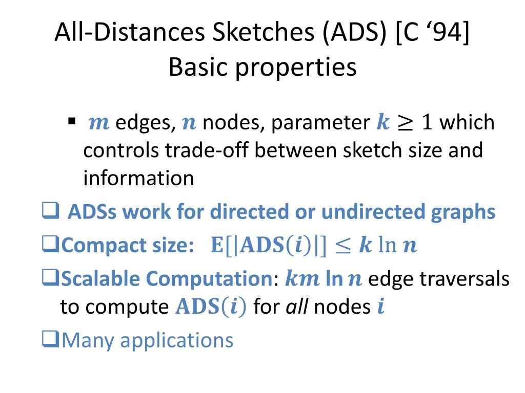 all d istances sketches ads c 94 basic properties