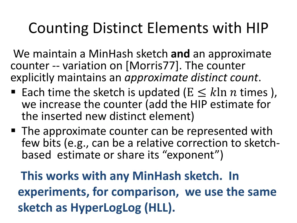 counting distinct elements with hip