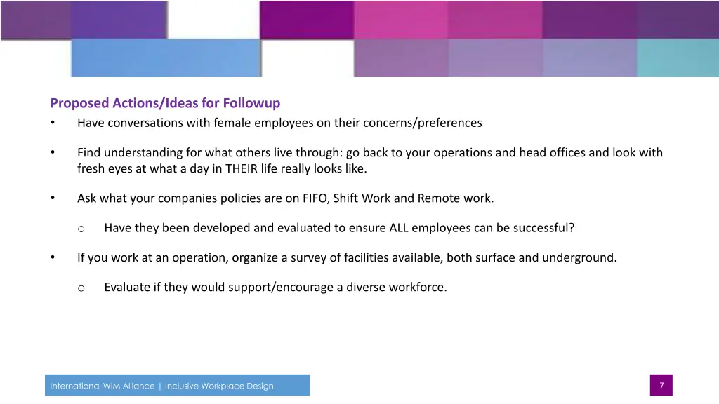 proposed actions ideas for followup have