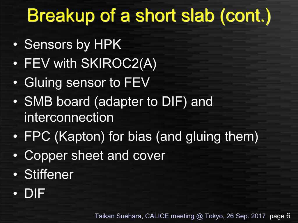 breakup of a short slab cont