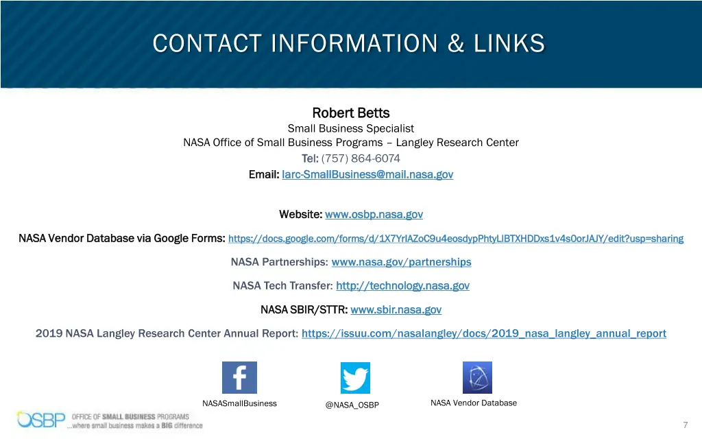 contact information links
