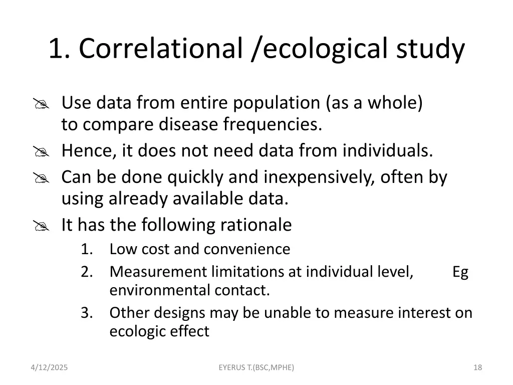 1 correlational ecological study