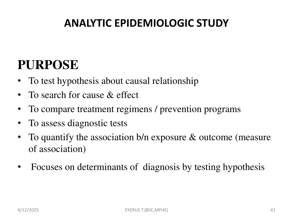 analytic epidemiologic study