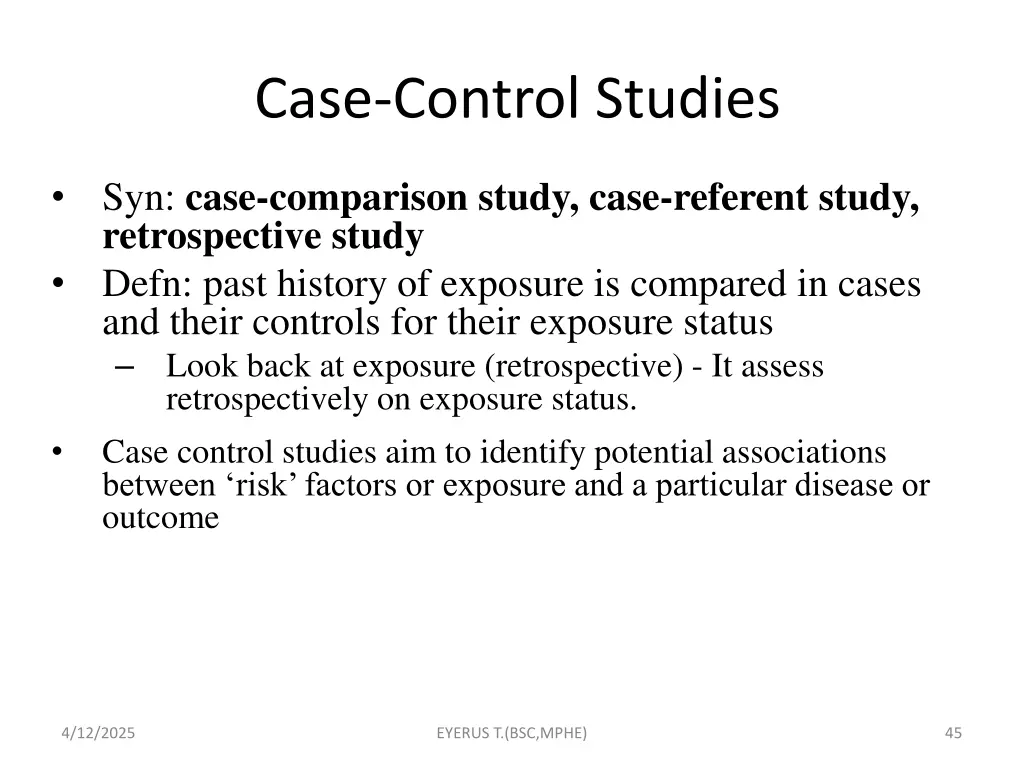 case control studies