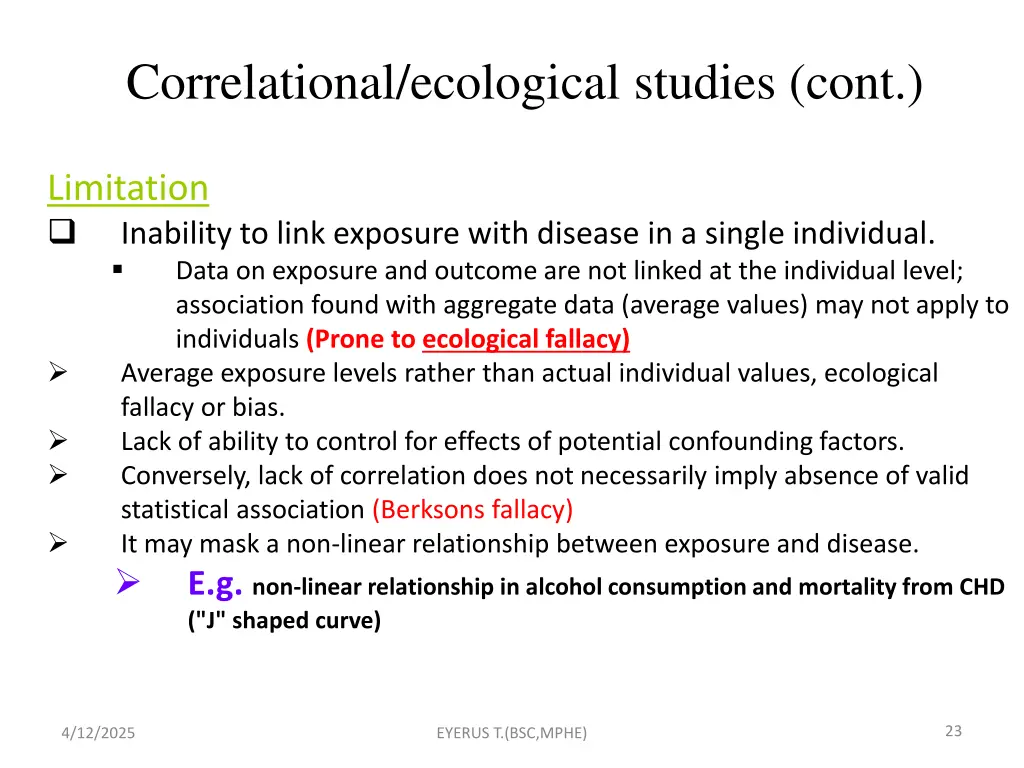 correlational ecological studies cont 2