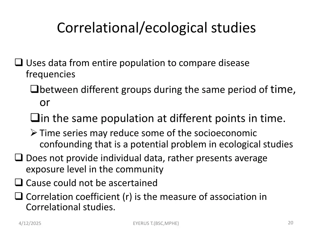 correlational ecological studies