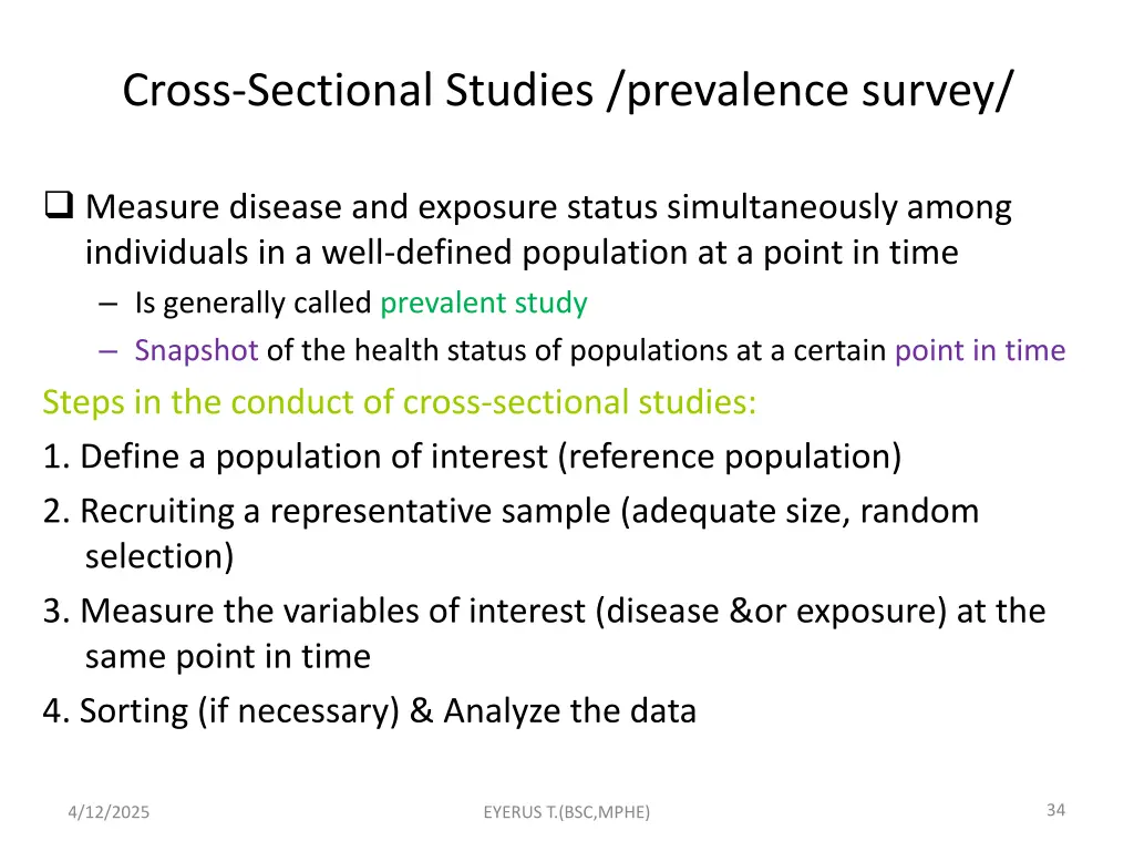 cross sectional studies prevalence survey
