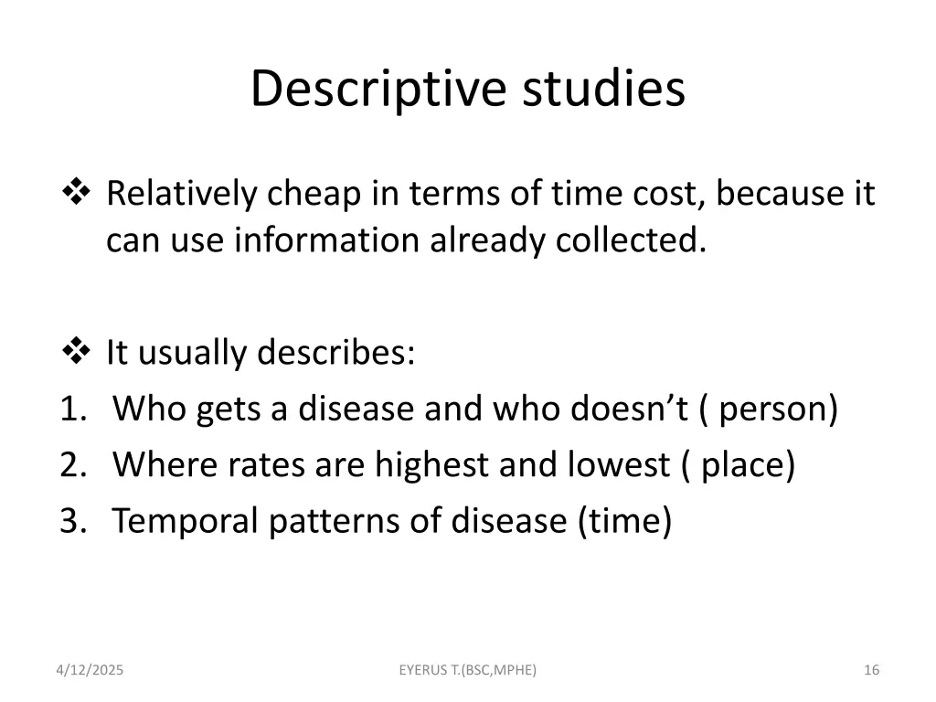 descriptive studies