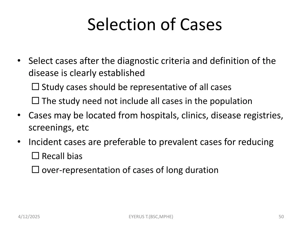 selection of cases