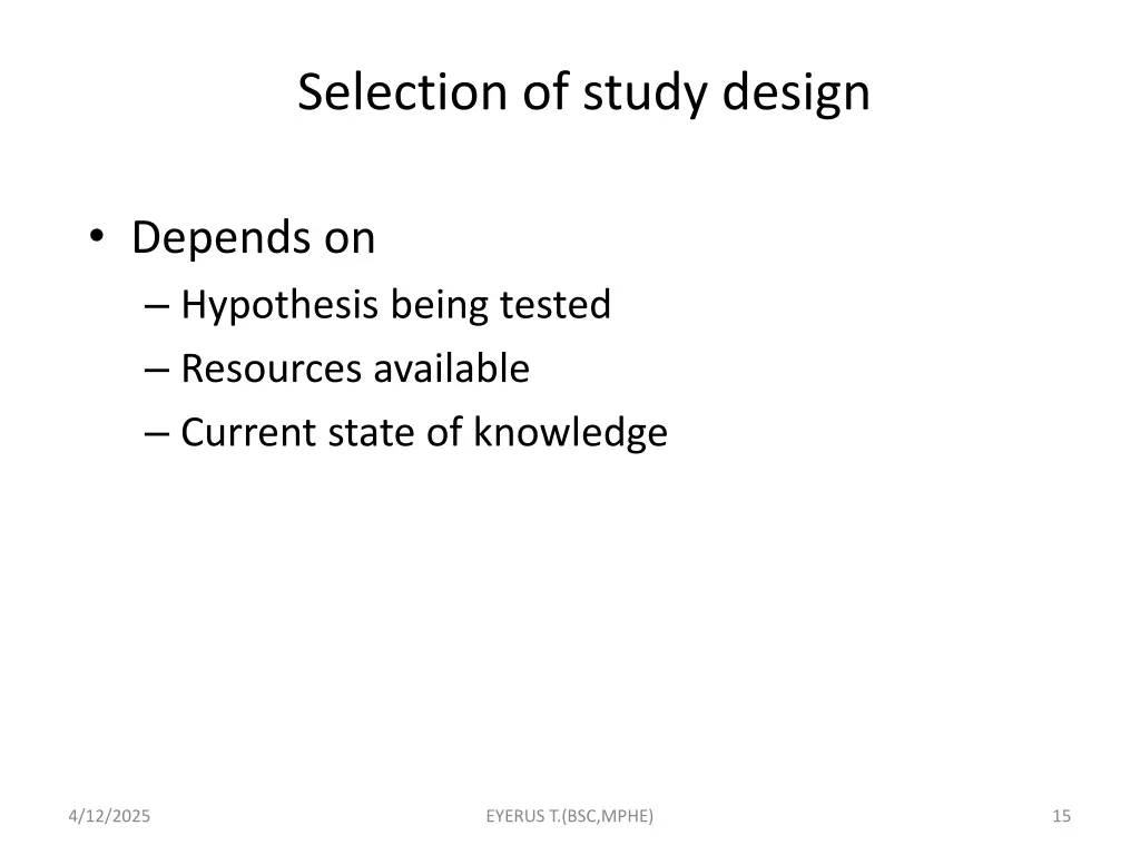 selection of study design