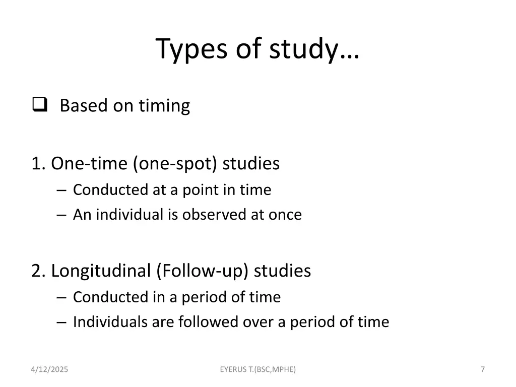 types of study 1