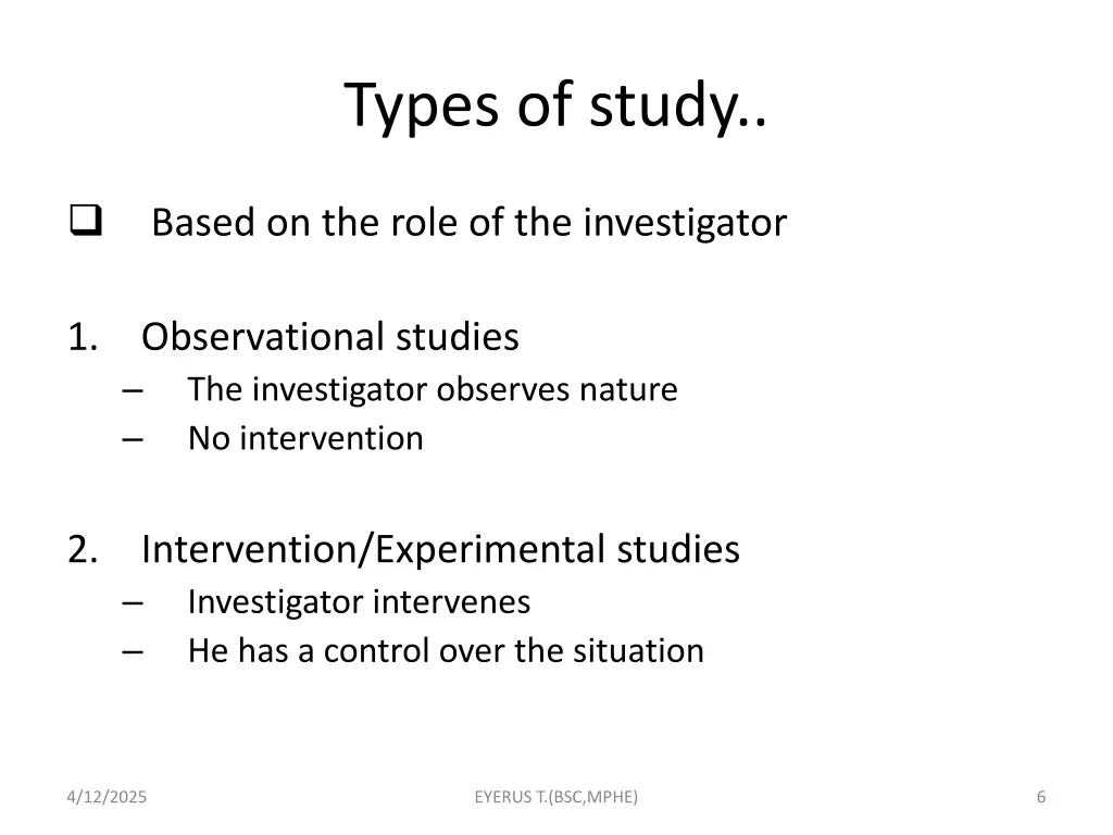 types of study