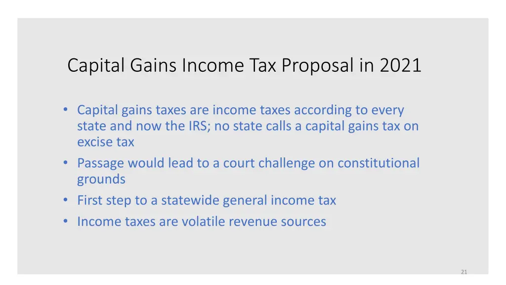 capital gains income tax proposal in 2021