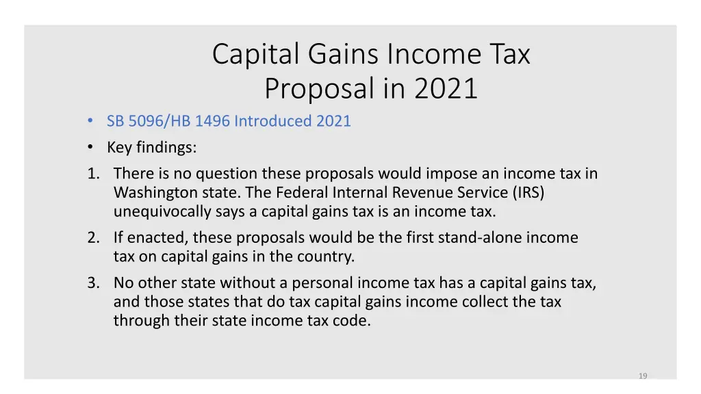 capital gains income tax proposal in 2021 sb 5096