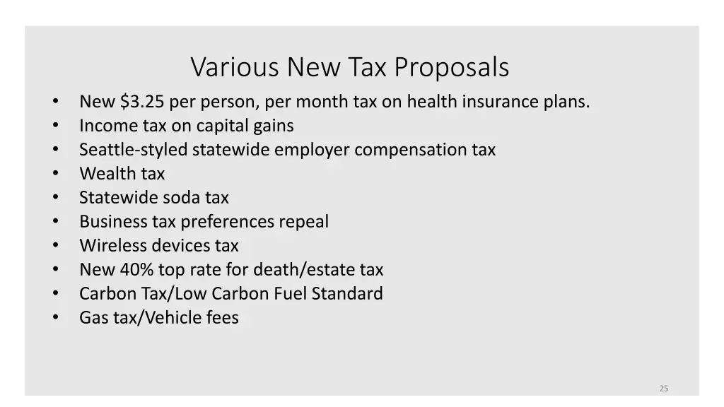 various new tax proposals new 3 25 per person