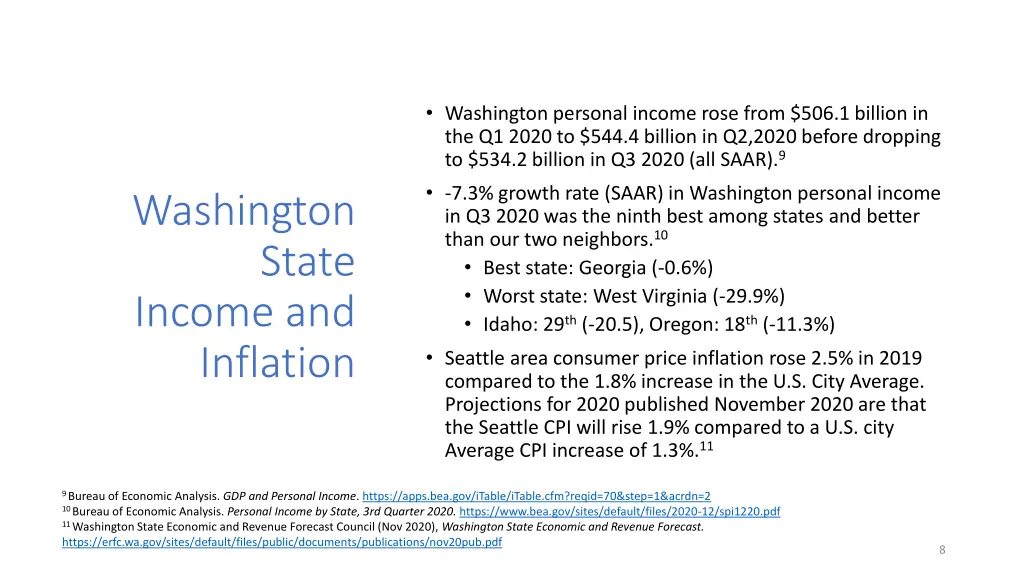 washington personal income rose from
