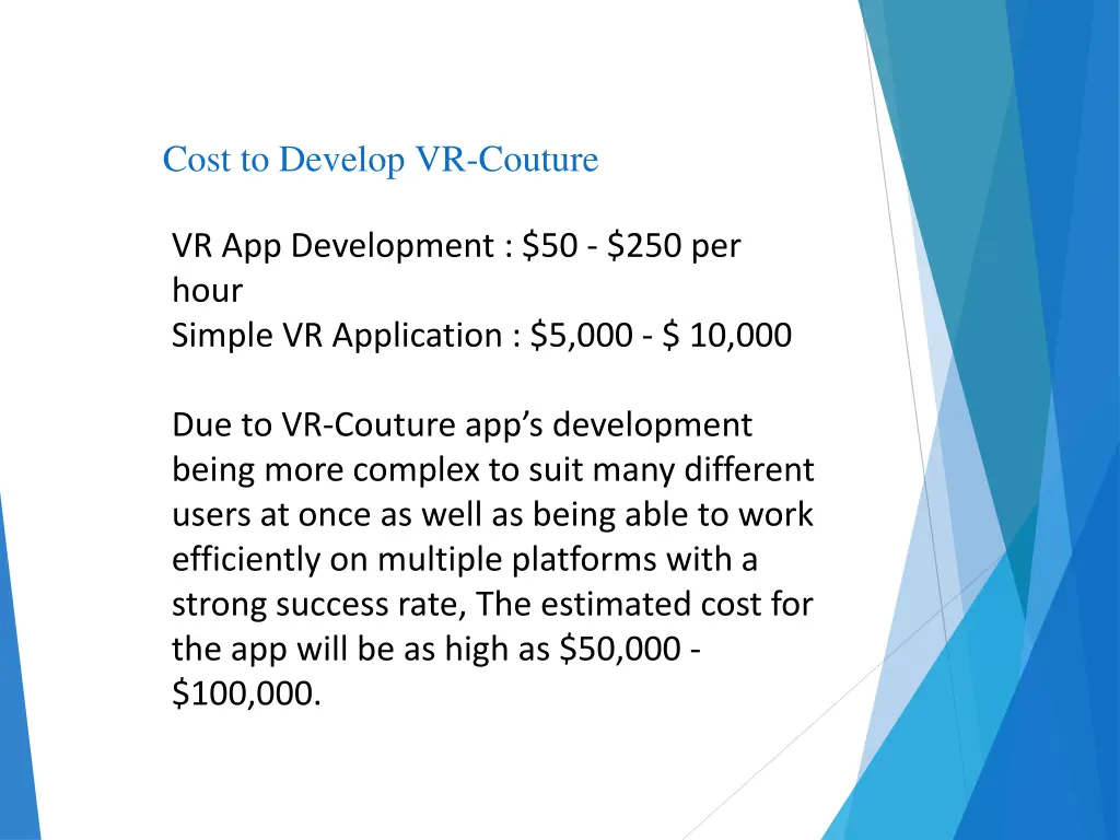 cost to develop vr couture