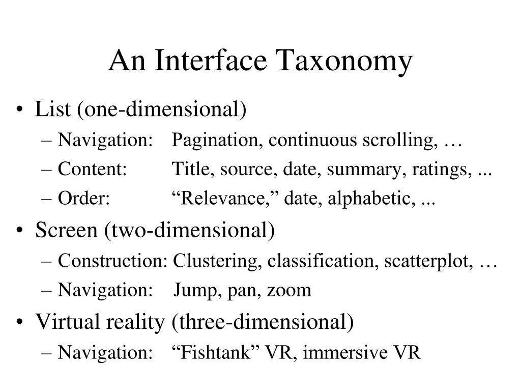 an interface taxonomy