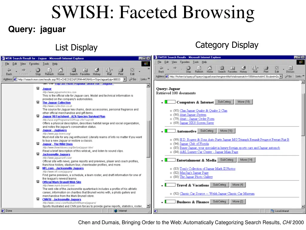 swish faceted browsing query jaguar