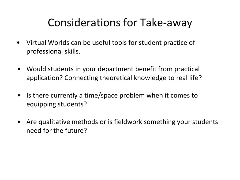 considerations for take away