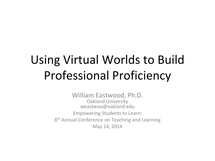 using virtual worlds to build professional