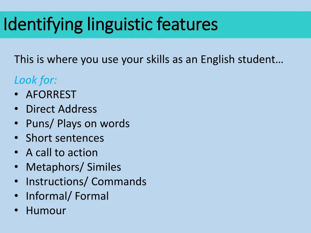identifying linguistic features identifying