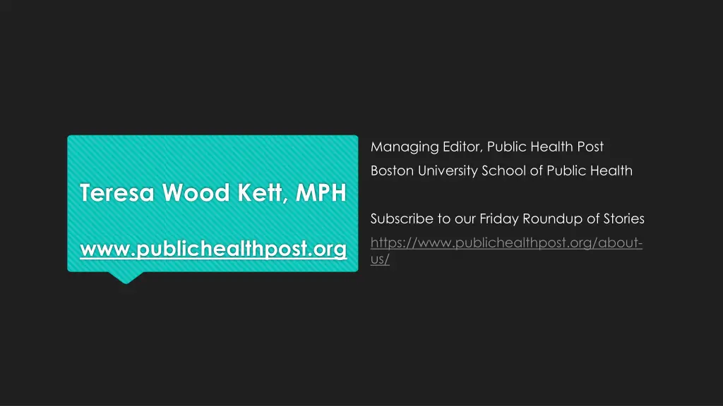 managing editor public health post