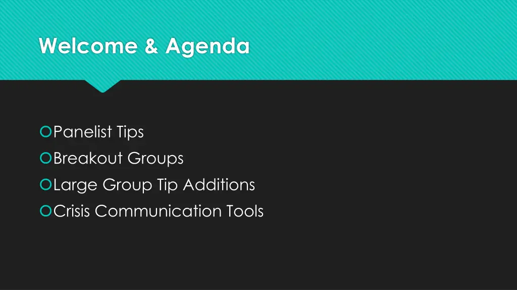 welcome agenda