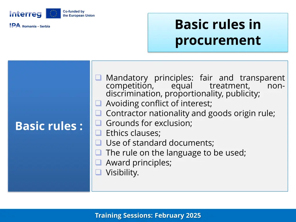 basic rules in procurement