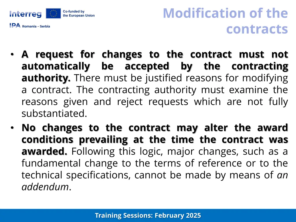 modification of the contracts