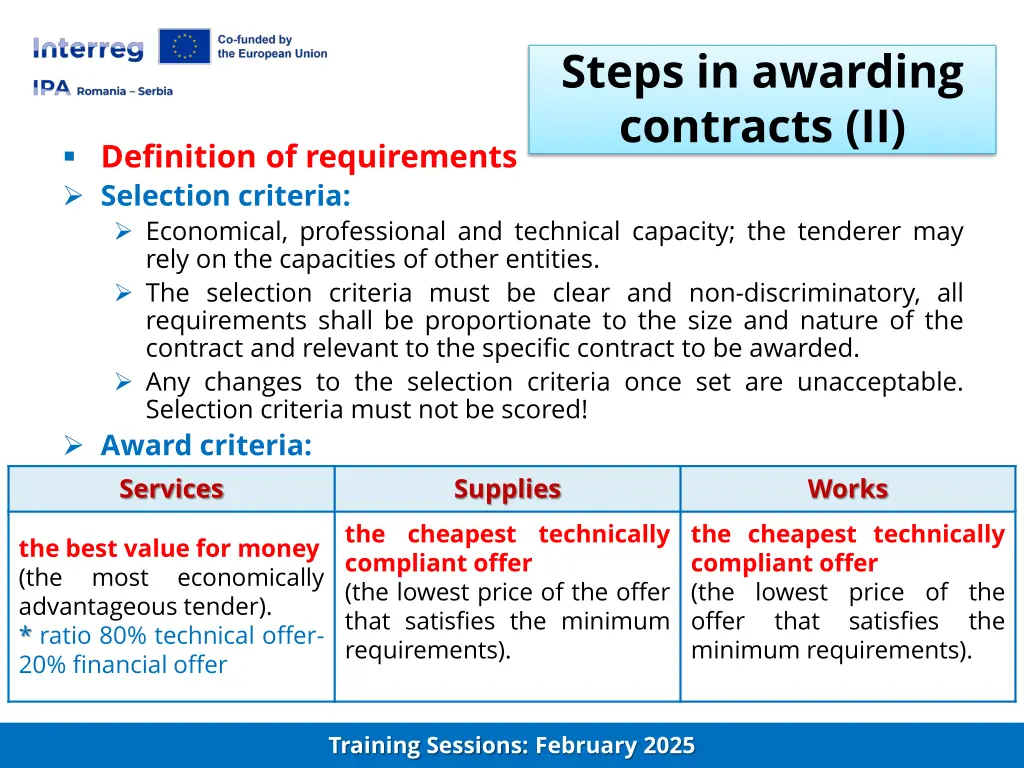 steps in awarding contracts ii